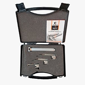 Kit Laringoscópio Convencional com lâminas retas + maleta de brinde