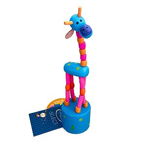 Brinquedo de madeira articulado - Girafa Azul