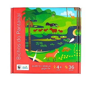 Quebra-Cabeça Peças Gigantes 36 Peças - Bichos do Pantanal Araquarela