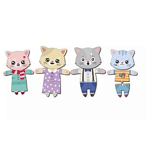 Familia Gatinhos Expressões - Brinquedo Educativo Babebi