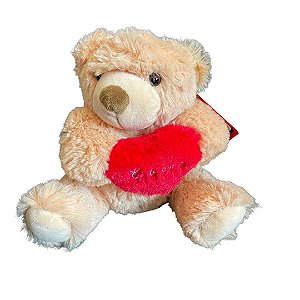Urso Fofinho Coração 20 cm - Pelúcia Antialérgica Decoração