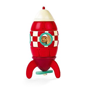 Foguete Magnético Vermelho  - Brinquedo de Madeira Janod