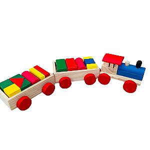Trem de Madeira Formas de Empilhar -  Brinquedo Educativo