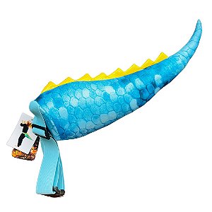 Cauda Dinossauro Azul Estampada Detalhe Amarelo - Fantasia Infantil