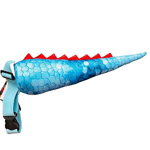 Cauda Dinossauro Azul Clara Detalhe Vermelho - Fantasia Infantil