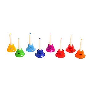Sinos de Mão Coloridos Kit com 8 - Instrumento Musical Kidzzo