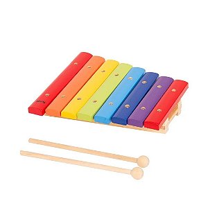 Xilofone Infantil Colorido com 8 Teclas em Madeira - Instrumento Musical