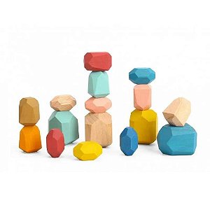 Empilhando Pedras de Madeira - Brinquedo Educativo Tooky Toy