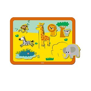 Quebra Cabeça de Encaixe Safari - Brinquedo Educativo Babebi