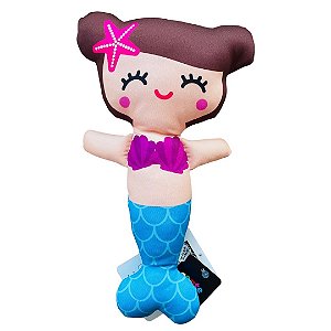 Boneca de Pano Sereia Branquinha 33cm - Almofada Gente que Adora