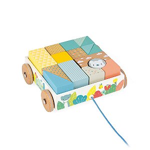 Carrinho de Blocos 16 pçs Pure - Brinquedo Educativo Janod
