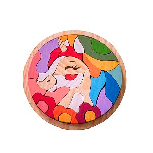 Encaixe Mosaico Unicórnio em Madeira - Made in Toys