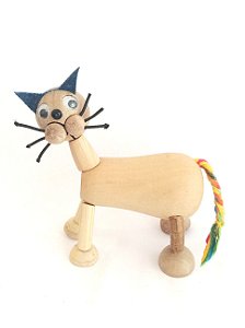 Brinquedo de madeira articulado - Gato Bacana
