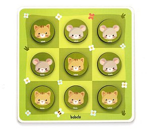 Jogo da Velha entre Gato e Rato - Brinquedo Educativo de Madeira Babebi