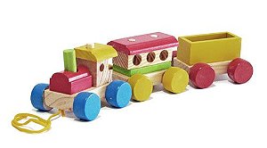 Mini Trem de Madeira Médio - Brinquedo Educativo