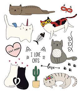 Tatuagem temporária - Pets I love Cats