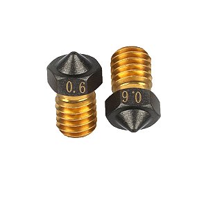 Bico 0.6 mm latão PTFE padrão V5-V6 E3D com 2 peças