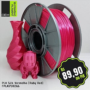 Filamento PLA Silk OEM 3DPF Vermelho (Ruby Red)