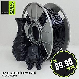 Filamento PLA Silk OEM 3DPF Preto (Shiny Black)