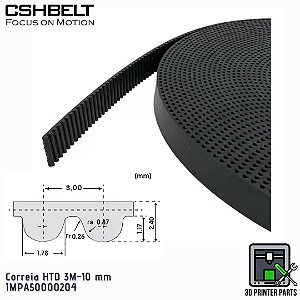 Correia sincronizada HTD-3M 10mm com passo 3mm