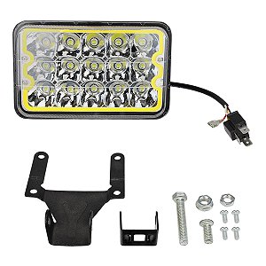 Farol Auxiliar Retangular De 15 Leds 12V 45W (Plug H4)