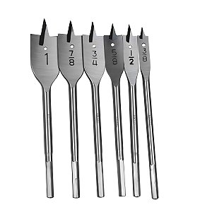 Jogo De Brocas Chata Para Madeira 6 Peças de 3/8 à 1 Polegada - Rocast