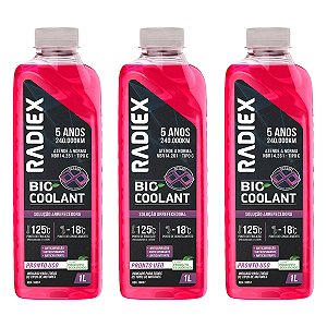Kit 3 Aditivos Radiex Bio Coolant Octagel Pronto Uso Rosa - RDX18057