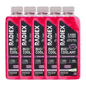 Kit 5 Aditivos Radiex Bio Coolant Octagel Pronto Uso Rosa 5L - RDX18057