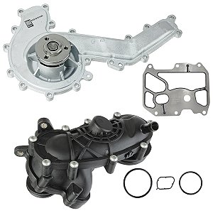 Kit Bomba D`agua + Válvula Termostática + Junta Trocador De Calor Amarok 3.0 V6
