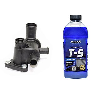 Carcaça Válvula Termostática + Aditivo Radnaq T5 Azul Kia Picanto 07/11