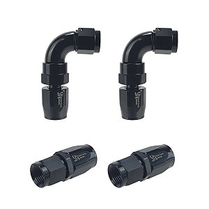 Jogo Conexões Curva 90° + Reta P/ Mangueiras Aeroquip 6An