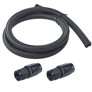 Kit Conexão Reta 6An + Mangueira Aeroquip C/ Malha Nylon 1mt