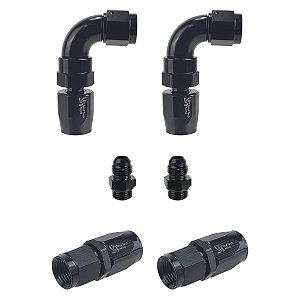 Kit Niples Conexões 6AN Em Alumínio Para Mangueira