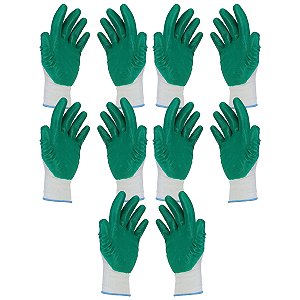 Luva Emborrachada De Trabalho Mecânico Pedreiro EPI Segurança Kit 5 Pares