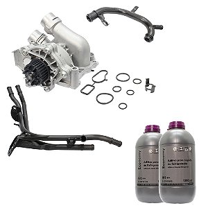 BOMBA DE ÁGUA ALUMÍNIO COM TUBO REFRIGERAÇÃO VOLKSWAGEN JETTA PASSAT TIGUAN FUSCA AUDI A3 Q3 TT + 2 ADITIVOS G12