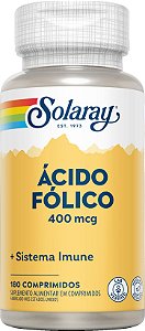 Ácido Fólico Importado EUA 400mcg 180 Comprimidos - Solaray