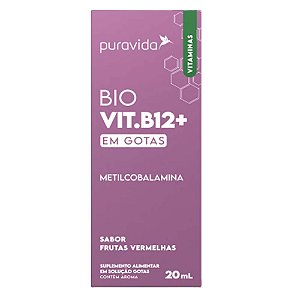 Vitamina B12 Drops Metilcobalamina Biodisponível 20ml - Puravida