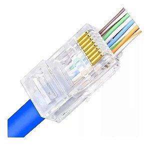 Conector RJ45 Macho Vazado de Passagem CAT5 Exbom