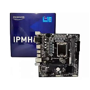 Placa Mãe LGA 1700 H610G Micro ATX 12° Ger. Intel Gigabit NVME HDMI VGA DVI Display Port PCWARE