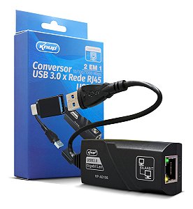 Placa de Rede USB 3.0 GIGABIT Flexível c/Adaptador Tipo C KP-AD106 Knup