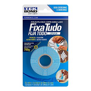 Fita Dupla Face Espuma Fixa Tudo 24x1,5m Tekbond