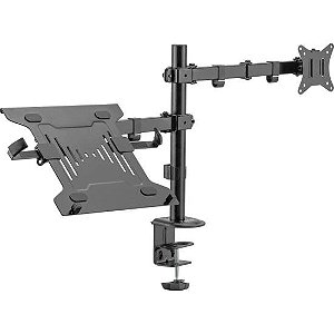 Suporte Hibrido Articulado para Monitor e Notebook Ergonômico Preto FK485S Fortrek