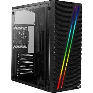 Gabinete Gamer Streak mATX RGB Preto Lateral em Acrílico Aerocool