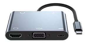 Adatapdor HUB Multifunção 5 em 1 Type C HDMI VGA MTV-617