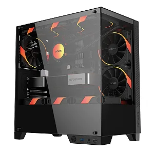 Gabinete Gamer Forcefield TWR Black Vulcan Mid Tower mATX Vidro Temperado GFFWRBV PCYes