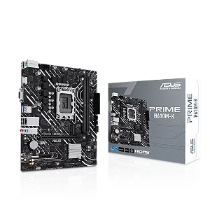 Placa Mãe Asus mATX H610M-K DDR5 LGA 1700 RGB M.2 USB 3.0 VGA HDMI