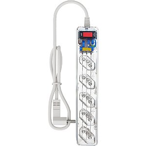 Filto de Linha Protetor de Surto 5 Tomadas 3 Pinos NBR Transparente iClamper