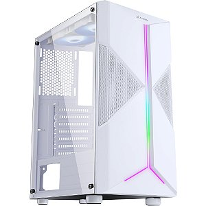 Gabinete Gamer Mid Tower mATX RGB Branco Holt Fortrek