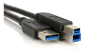 Cabo Impressora Monitor USB 3.0 Tipo A x USB Tipo B Super Speed 5GB/s Impressora e Monitores