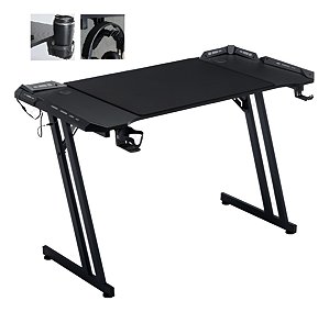 Mesa Gamer 160x70cm Metal e Madeira c/Led RGB Rainbow Suporte Copo e Headset RG-MSA001 Revenger